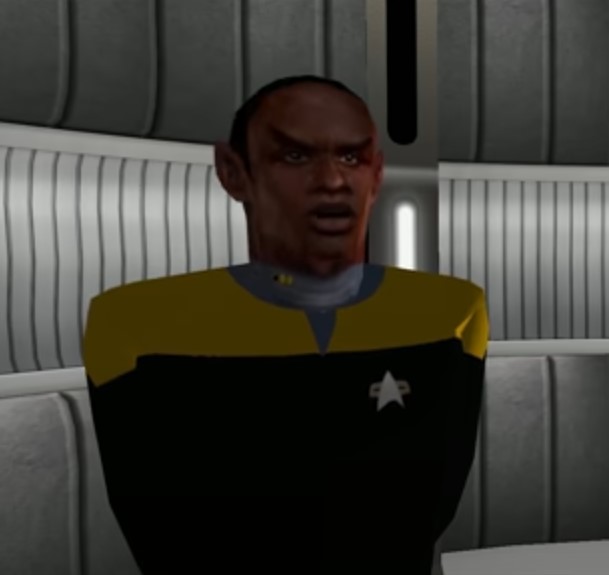 A low-poly version of Tuvok in a turbolift.